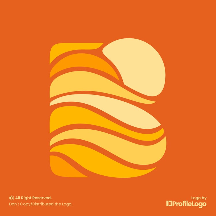 Abstract sun and landscape letter B logo