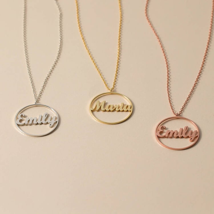Personalized hollow circle name necklace customizable minimalist jewelry