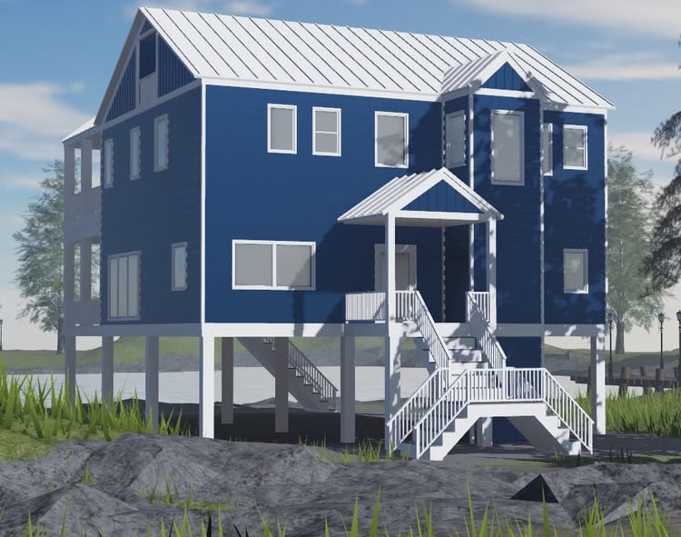 Elevated home with stairs leading to entrance Roblox