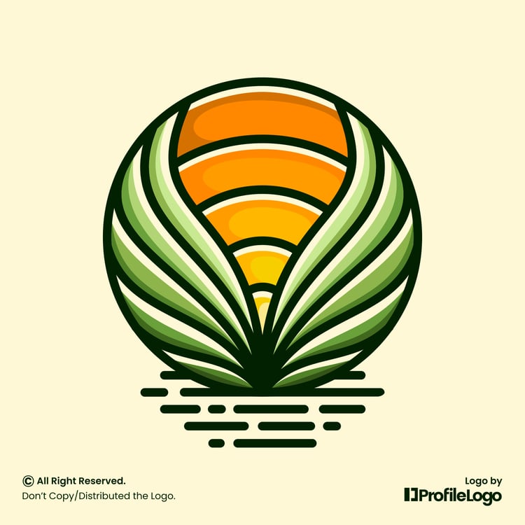 Abstract cartoon sun leaf logo or farming logo