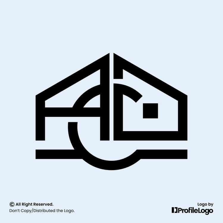 Minimalist building home letter AC logo or ADC logo
