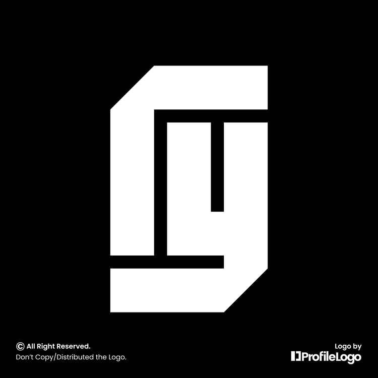 Minimalist line initial RY logo or YR logo by ProfileLogo with black background