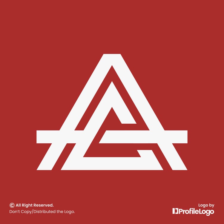 Geometric line initial letter AC logo or CA logo by ProfileLogo with red background