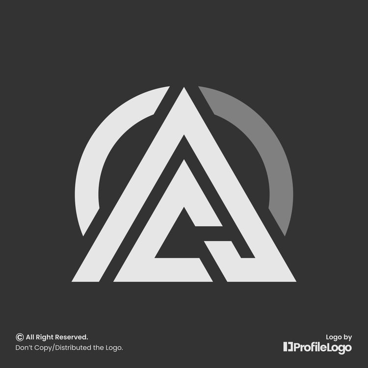 Simple triangle letter AC logo by ProfileLogo with dark grey background