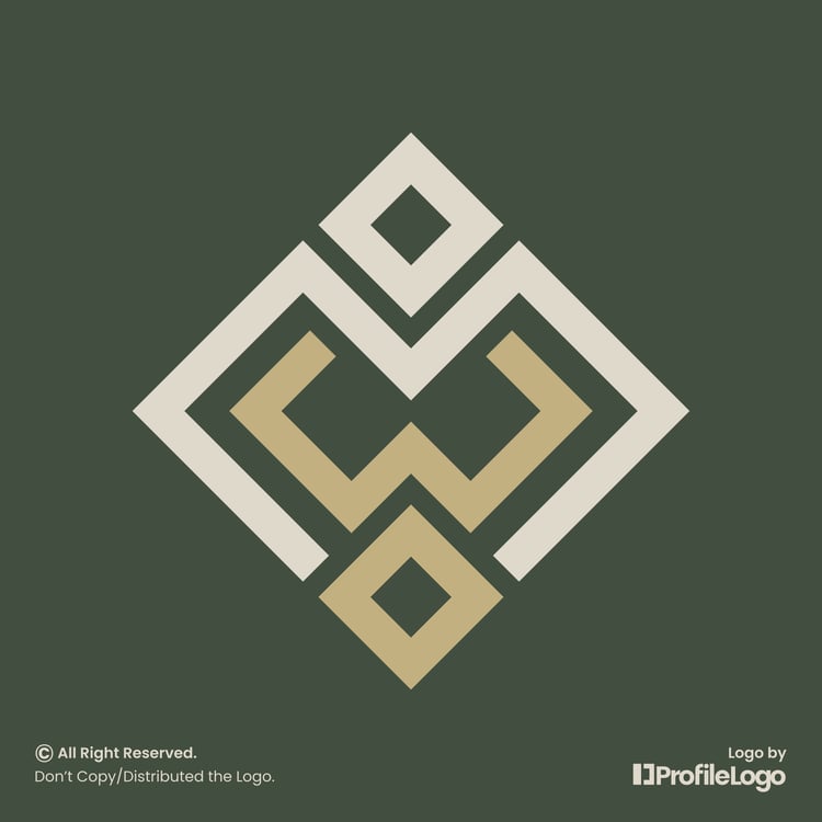 Geometric line letter MW logo or WM logo by ProfileLogo with green background
