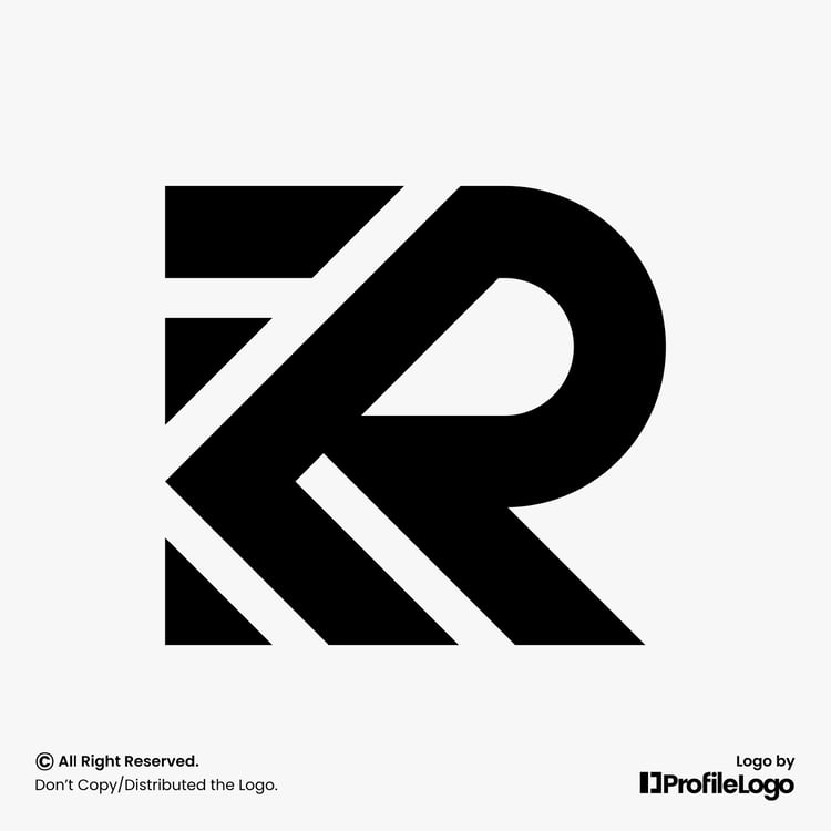 Modern line letter KR logo or RK logo by ProfileLogo with light grey background