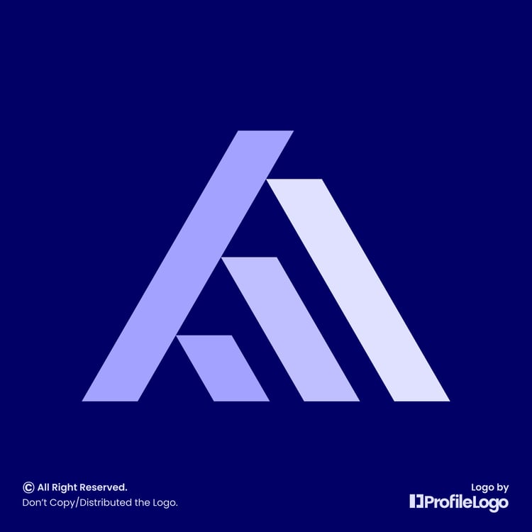 Simple line marketing chart letter A logo by ProfileLogo with navy blue background