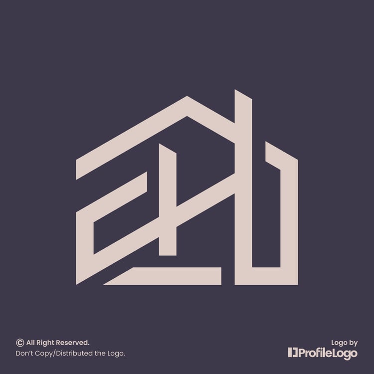 Line home building letter EH logo by ProfileLogo with dark background