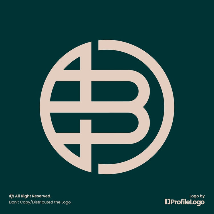 Luxury line circle letter B logo by ProfileLogo with dark background