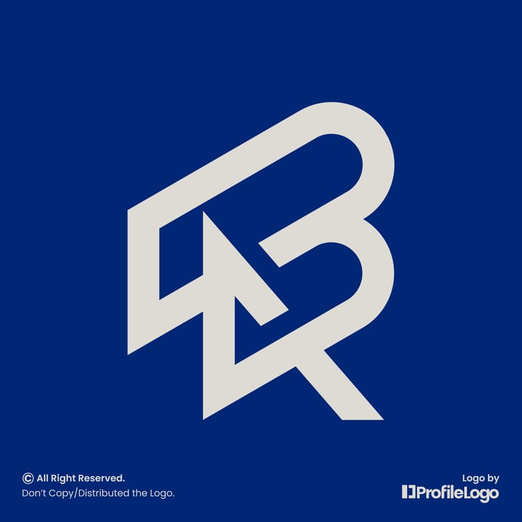 Minimalist line initial BA letter logo or AB logo by ProfileLogo with navy blue background