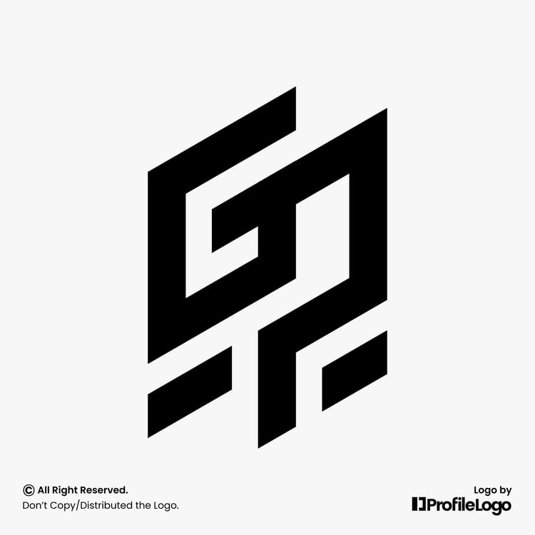 Abstract monogram letter GP logo by ProfileLogo with light grey background