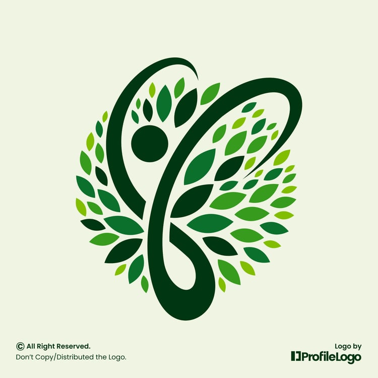 Colorful nature leaf human logo by ProfileLogo with light green background