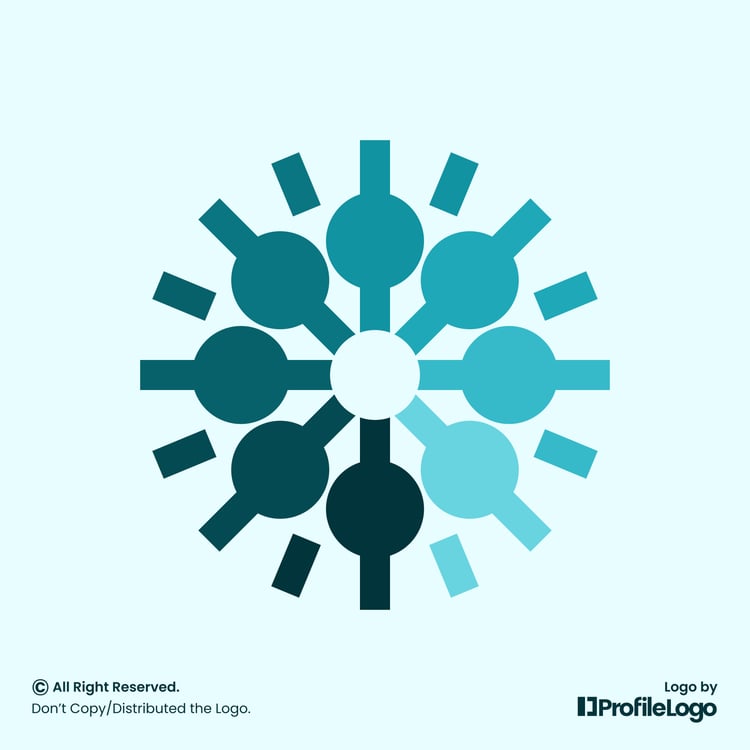 Modern technology abstract circle logo by ProfileLogo with light teal background