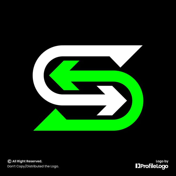 Line arrow letter S logo by ProfileLogo with black background