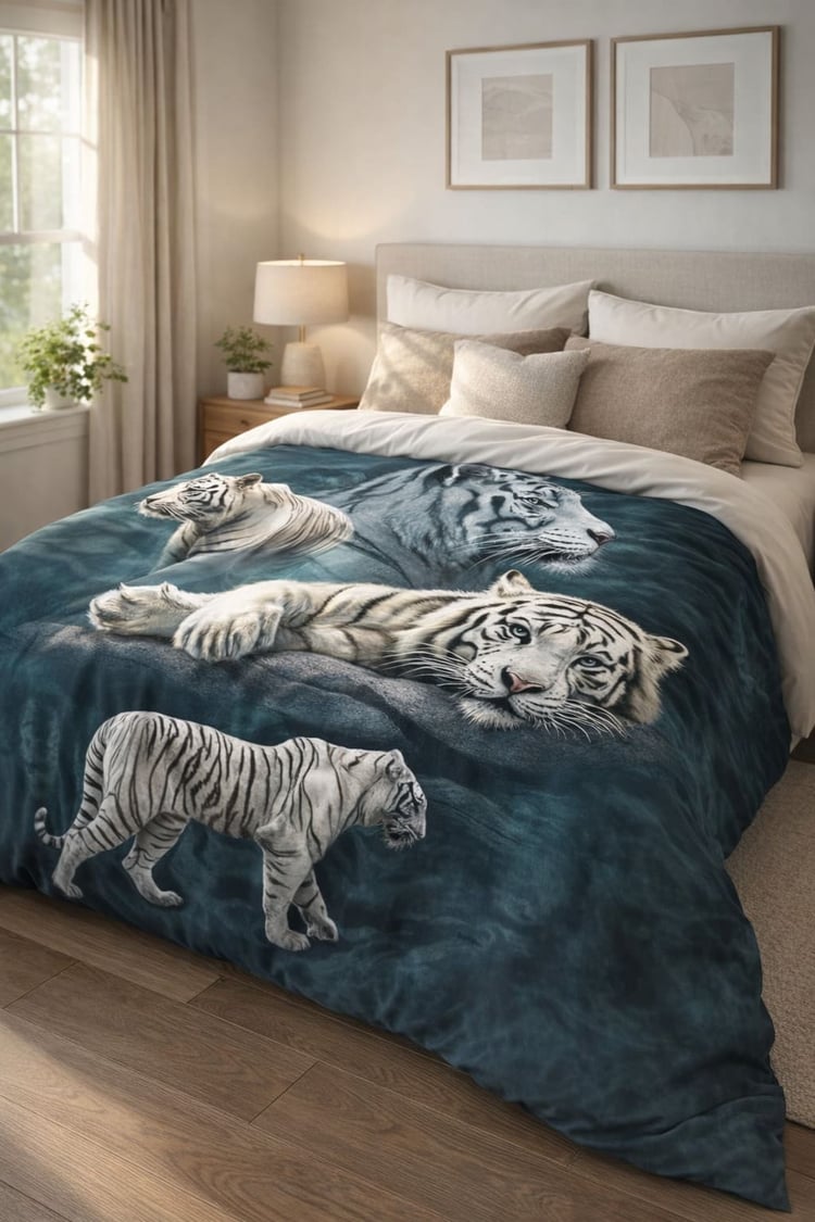White Tigers in the Jungle Duvet Cover – Wild Bedroom Style