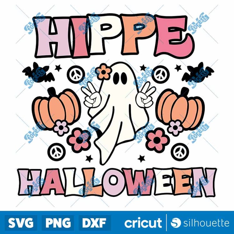 Hippie Ghost Halloween SVG - Retro Groovy Spooky SVG Cut Files for Cricut