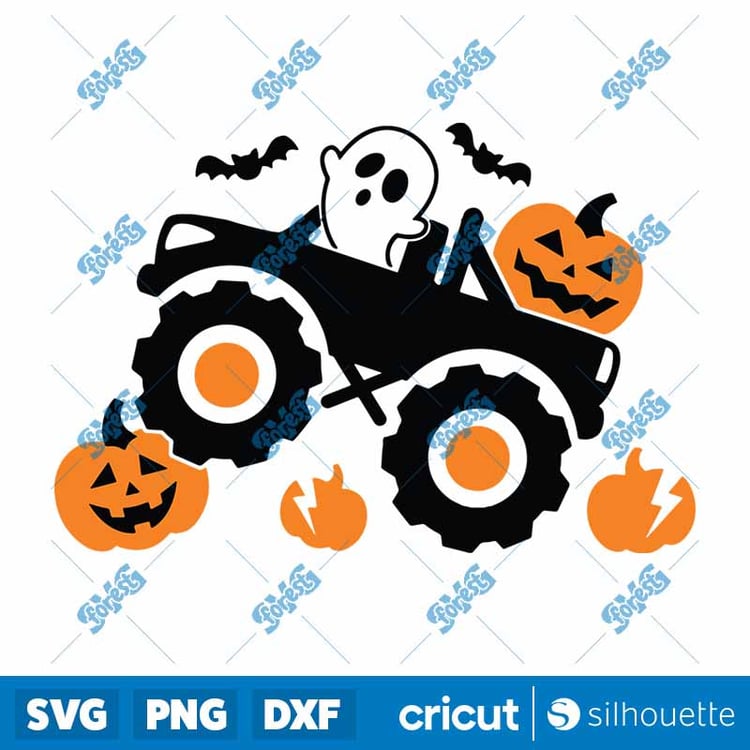 Pumpkin Monster Truck SVG - Halloween Monster Truck Clipart & Cut File