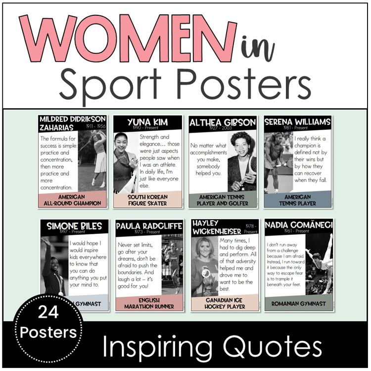 24 posters of inspiring quotes by women in sport