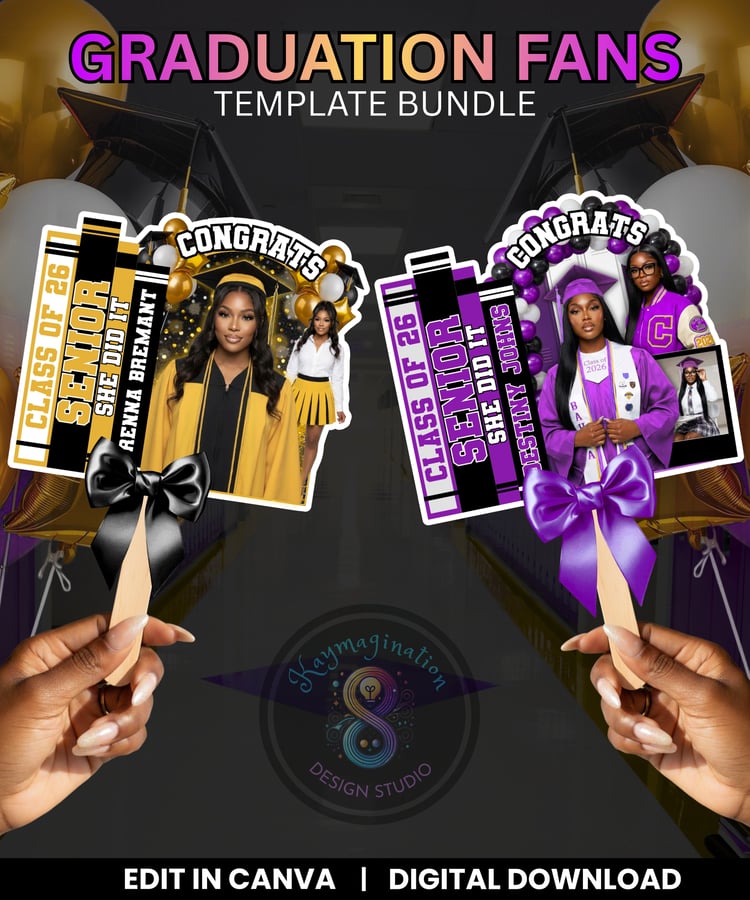 graduation fan template, grad fan template, graduation canva template, class of 2026 template, senior fan template, graduation fan bundle, graduation party fan, editable grad fan, senior 2026 template, graduation party decor, canva graduation template