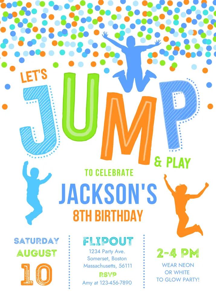 Jump Birthday Invitation Canva Template | Trampoline & Bounce House Party