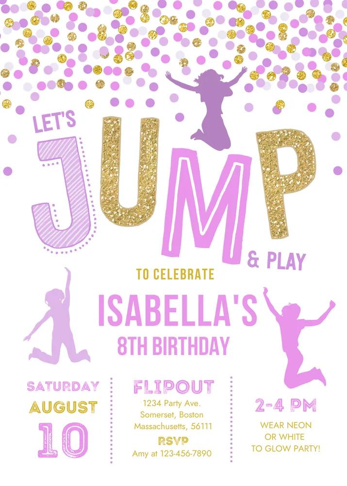 Jump Invitation | Trampoline Birthday Party Canva Template | Instant Download