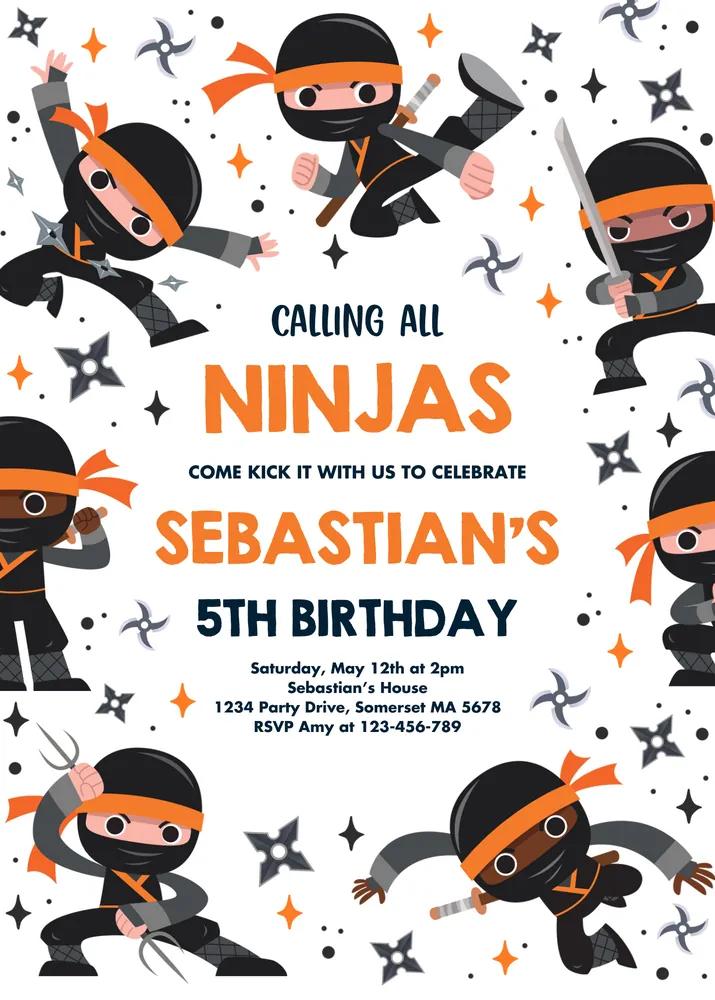 Ninja Birthday Invitation | Karate Warrior Party Template | Editable Canva