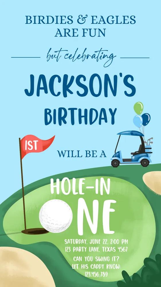 Hole in One 1st Birthday Invite | Editable Golf Par-Tee Electronic Invite