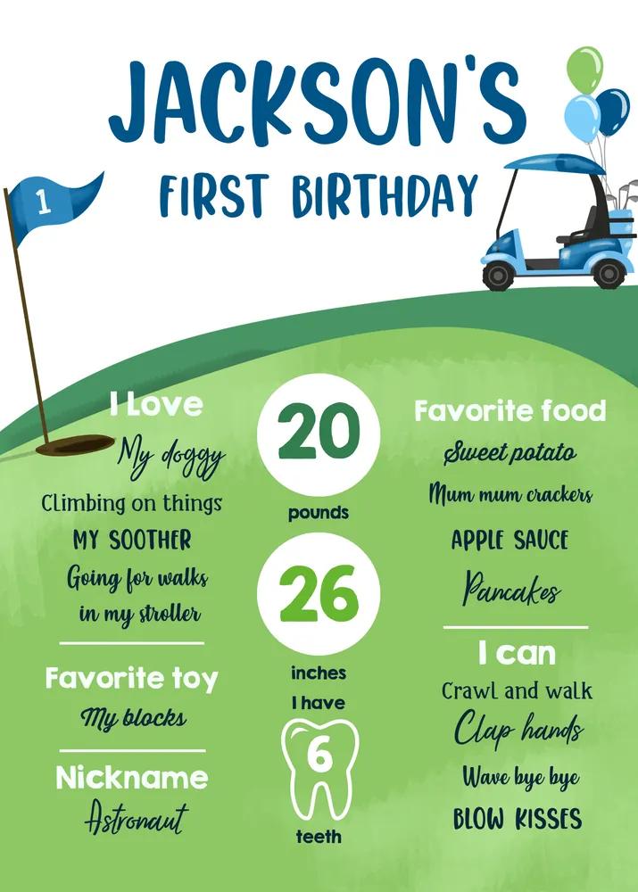 Hole in One 1st Birthday Invitation | Golf Par-Tee Editable Canva Template