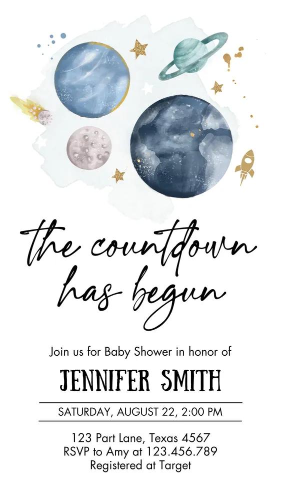 Space Baby Shower Invitation | Galaxy Outer Space Electronic Invite Canva