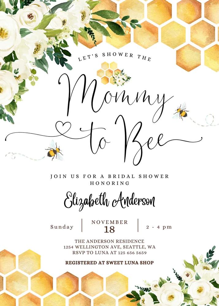Mommy to Bee Baby Shower Invitation | Gender Neutral Canva Template