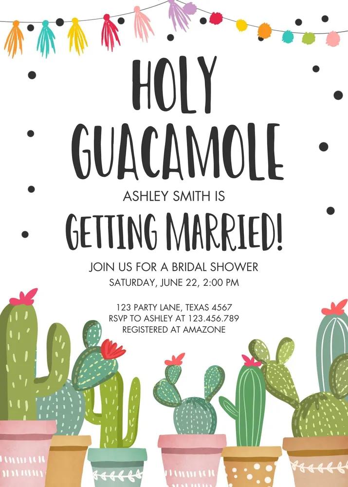 Holy Guacamole Bridal Shower Invitation | Fiesta Couples Shower Canva Template