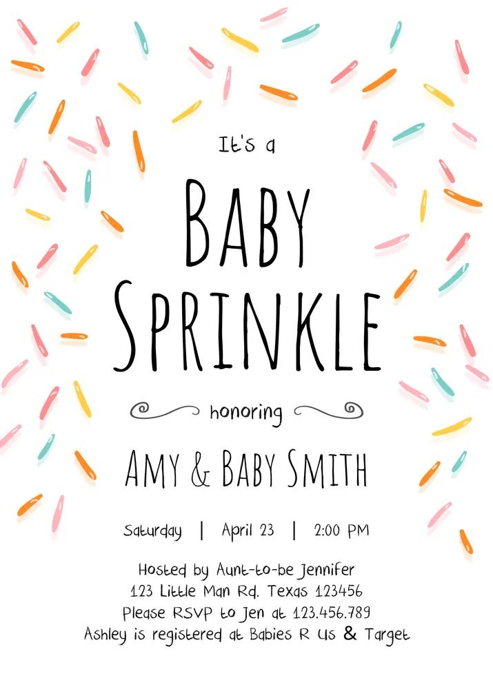 Editable Baby Sprinkle Invitation - Neutral Confetti Coed Baby Shower Template