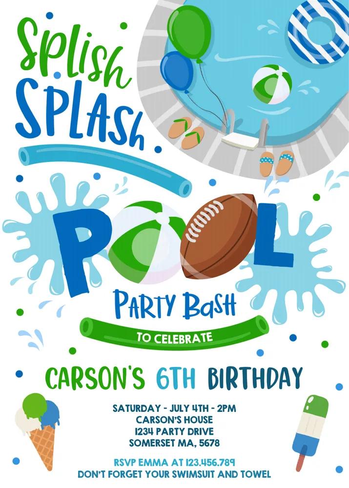 Football Pool Party Invitation Canva Template | Sports Birthday BBQ Invite