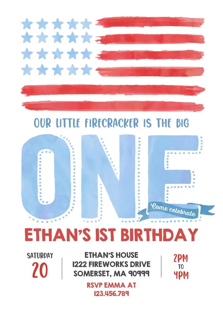 Vintage 4th of July Birthday Invitation | Editable Canva Template