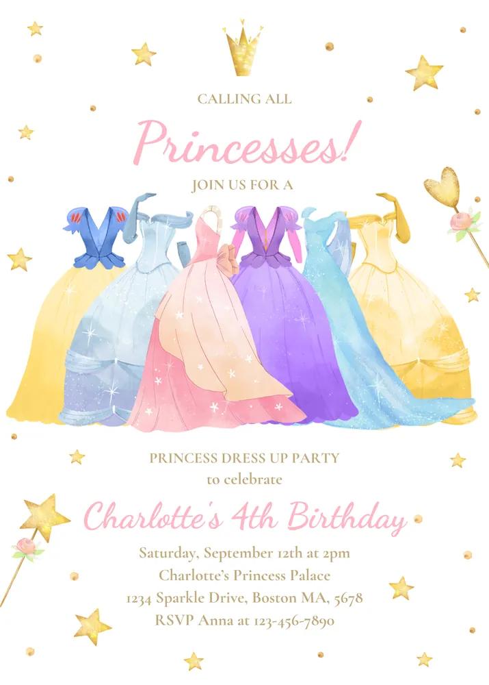 Princess Birthday Invitation | Editable Canva Template | Magical Whimsical Party
