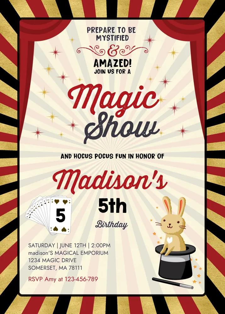 Magician Birthday Invitation | Magic Show Party Canva Template | Instant Download