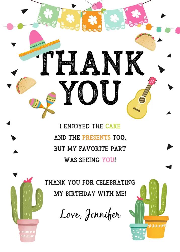 Taco Fiesta Thank You Card Canva Template - Mexican Birthday Bridal Shower