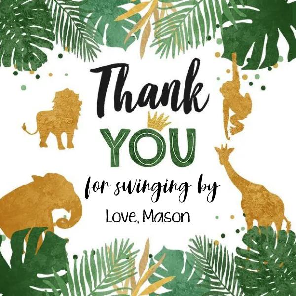 Safari Animals Wild One Thank You Tags | Editable Canva Gift Favor Sticker