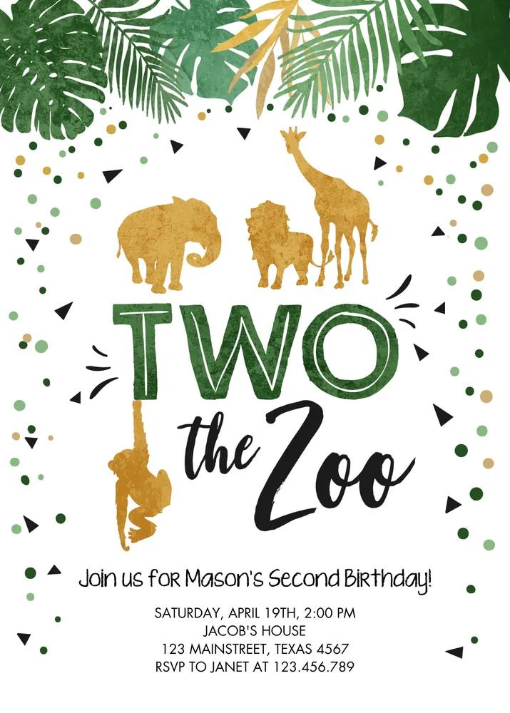 Two the Zoo Birthday Invitation | 2nd Birthday Safari Canva Template
