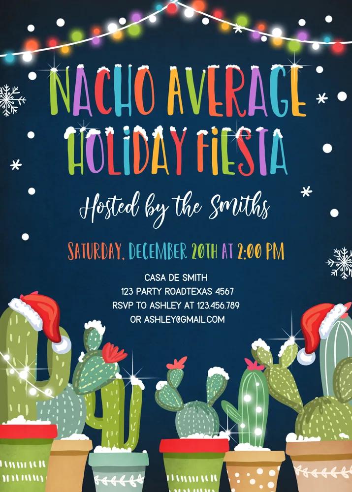 Nacho Average Holiday Fiesta Invitation | Editable Canva Christmas Template