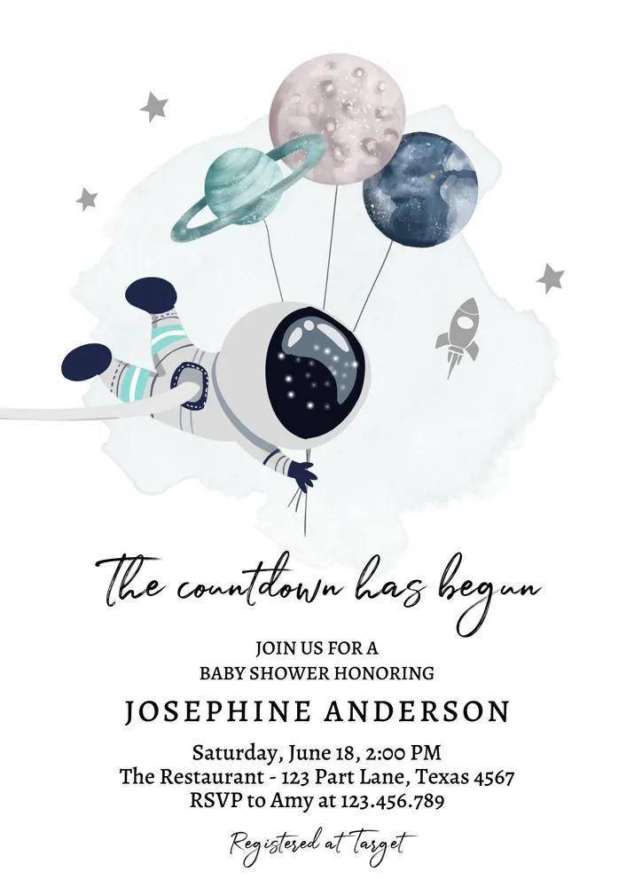 Space Baby Shower Invitation | Editable Boy Galaxy Canva Template
