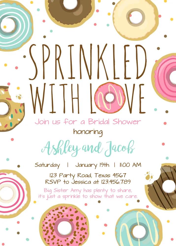 Donut Sprinkle Baby Shower Invitation Template, Sprinkled With Love Canva Invite