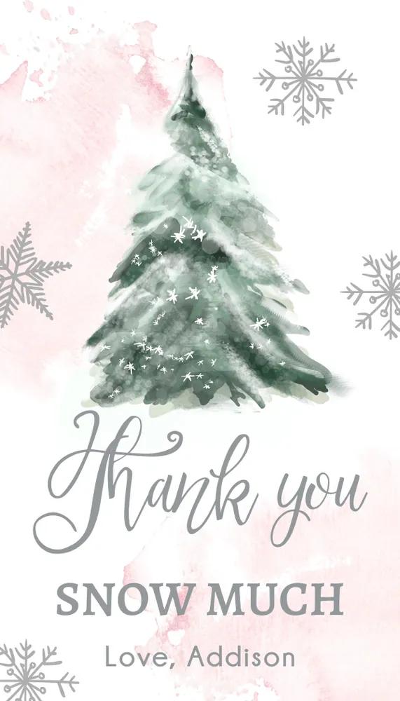 Winter Onederland Thank You Tags Pink Girl Christmas Snow Much Canva Template