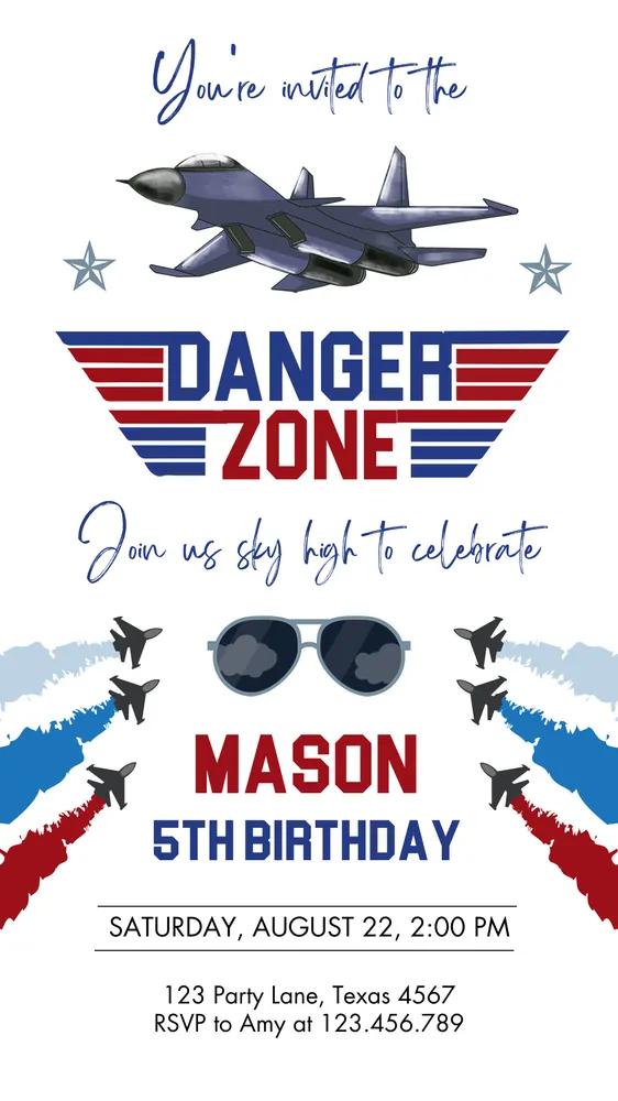 Fighter Pilot Birthday Invitation - Editable Canva Template Jet Party Evite