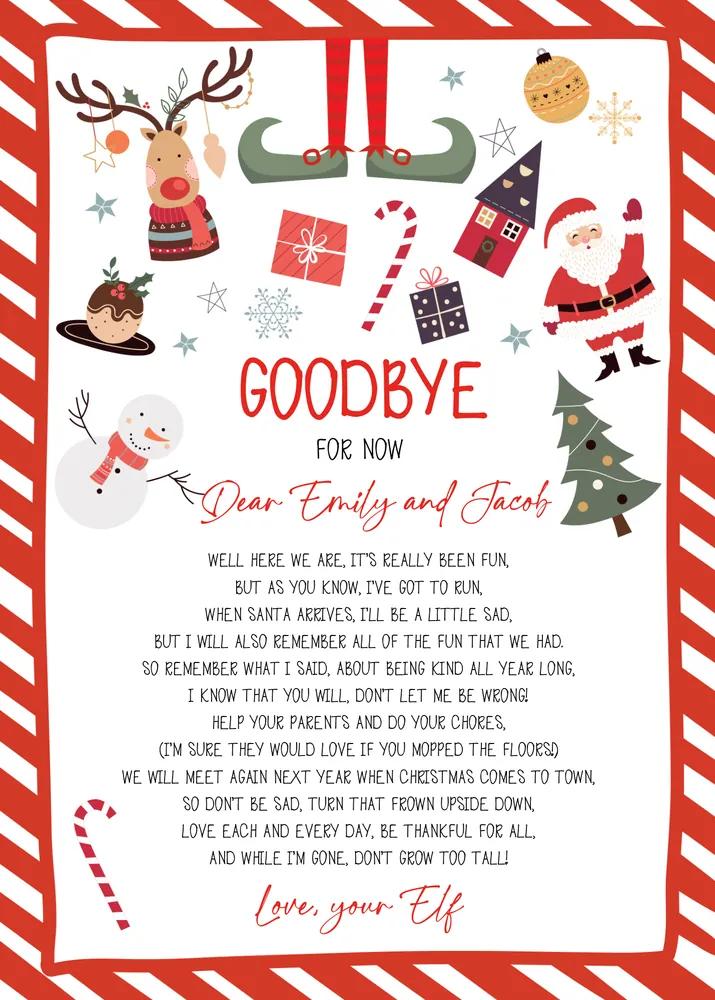 Editable Elf Goodbye Letter Canva Template | Christmas Departure Poem PDF