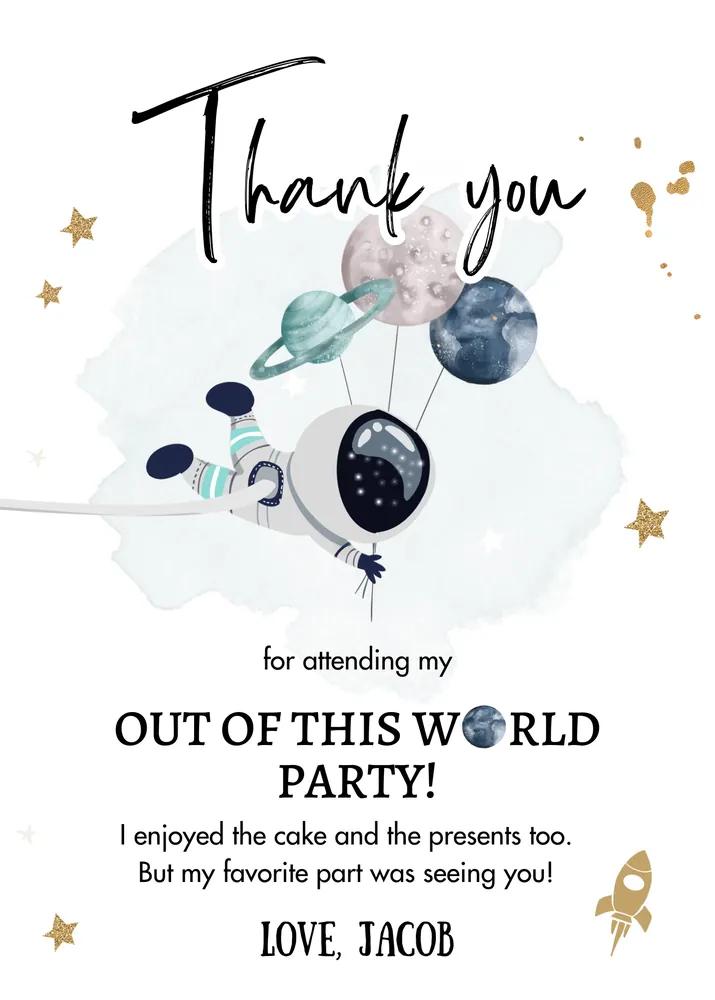 Outer Space Birthday Invitation Astronaut Trip Around the Sun Canva Template