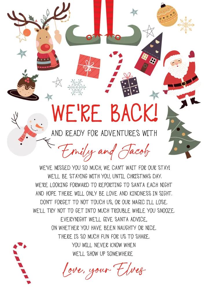 Editable Elf Arrival & Return Letter Set | Christmas Elf Welcome Canva Template