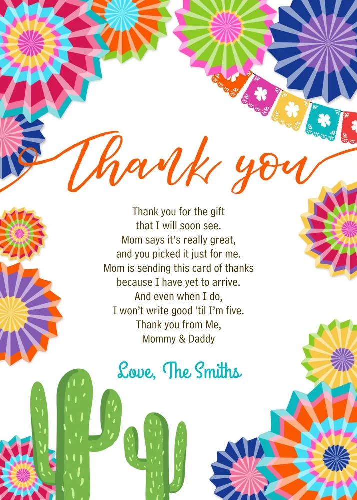 Fiesta Baby Shower Thank You Card Insert - Editable Canva Template