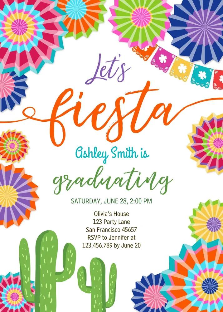 Editable Fiesta Graduation Invitation Cactus Taco Bout a Grad Canva Template