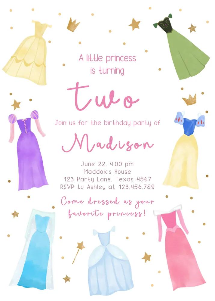 Princess Birthday Invitation Canva Template | Pink Once Upon a Time Royal Invite